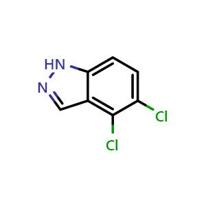 Chemical structure of 4,5-Dichloro-1-H-indazole , CAS 1020243-02-0, AChemBlock N25443