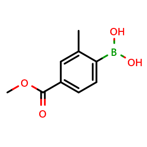 Chemical structure of 4-(Methoxycarbonyl)-2-methylphenylboronic acid , CAS 158429-38-0, AChemBlock N25453