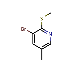 Chemical structure of 3-Bromo-5-methyl-2-(methylthio)pyridine , CAS 1289049-50-8, AChemBlock N25458