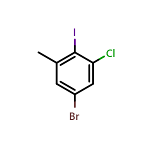 Chemical structure of 5-Bromo-3-chloro-2-iodotoluene , CAS 1000573-87-4, AChemBlock N25478