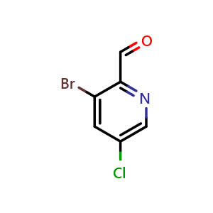 Chemical structure of 3-Bromo-5-chloropicolinaldehyde , CAS 1227588-49-9, AChemBlock N25492