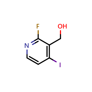 Chemical structure of 2-Fluoro-4-iodo-3-(hydroxymethyl)pyridine , CAS 171366-19-1, AChemBlock N25499