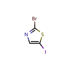 Chemical structure of 2-Bromo-5-iodothiazole , CAS 108306-63-4, AChemBlock N25511