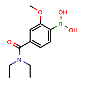 Chemical structure of 4-(Diethylcarbamoyl)-2-methoxyphenylboronic acid , CAS 913835-34-4, AChemBlock N25512