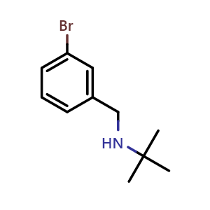 Chemical structure of N-(3-bromobenzyl)-N-(tert-butyl)amine , CAS 133042-85-0, AChemBlock N25522