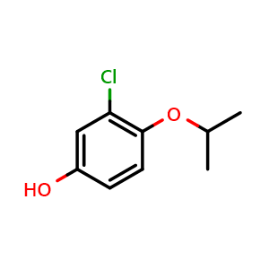 Chemical structure of 3-Chloro-4-isopropoxyphenol , CAS 1216247-91-4, AChemBlock N25529