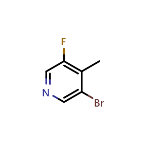 Chemical structure of 3-Bromo-5-fluoro-4-methylpyridine , CAS 1211517-76-8, AChemBlock N25538