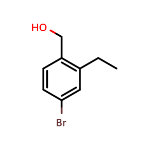 Chemical structure of 4-Bromo-2-ethylbenzenemethanol , CAS 877131-21-0, AChemBlock N25543