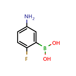 Chemical structure of 5-Amino-2-fluorophenylboronic acid , CAS 873566-74-6, AChemBlock N25572