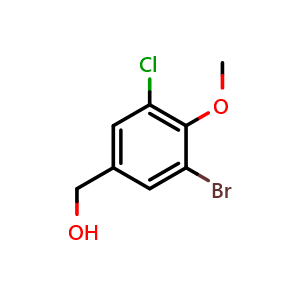 Chemical structure of (3-Bromo-5-chloro-4-methoxyphenyl)methanol , CAS 676247-06-6, AChemBlock N25575