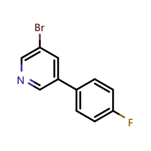 Chemical structure of 3-Bromo-5-(4-fluorophenyl)pyridine , CAS 675590-04-2, AChemBlock N25581