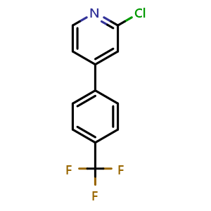 Chemical structure of 2-Chloro-4-(4-trifluoromethylphenyl)pyridine , CAS 545396-54-1, AChemBlock N25590