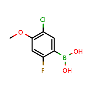 Chemical structure of 5-Chloro-2-fluoro-4-methoxyphenylboronic acid , CAS 1072952-18-1, AChemBlock N25592
