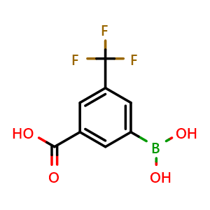 Chemical structure of 3-Carboxy-5-(trifluoromethyl)phenylboronic acid , CAS 1451393-22-8, AChemBlock N25595