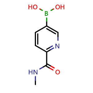 Chemical structure of (6-(Methylcarbamoyl)pyridin-3-yl)boronic acid , CAS 1217340-94-7, AChemBlock N25598