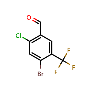 Chemical structure of 4-Bromo-2-chloro-5-(trifluoromethyl)benzaldehyde , CAS 1414870-64-6, AChemBlock N25608