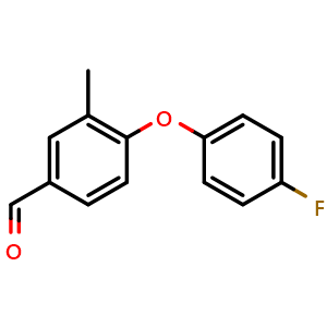 Chemical structure of 4-(4-Fluorophenoxy)-3-methylbenzaldehyde , CAS 1270878-66-4, AChemBlock N25616