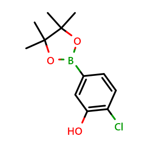 Chemical structure of 2-chloro-5-(4,4,5,5-tetramethyl-1,3,2-dioxaborolan-2-yl)phenol , CAS 1443151-85-6, AChemBlock N25626