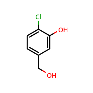 Chemical structure of 4-Chloro-3-hydroxybenzyl alcohol , CAS 1261598-26-8, AChemBlock N25640