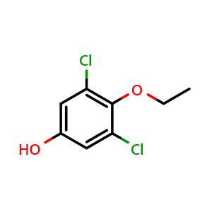 Chemical structure of 3,5-Dichloro-4-ethoxyphenol , CAS 89748-18-5, AChemBlock N25645