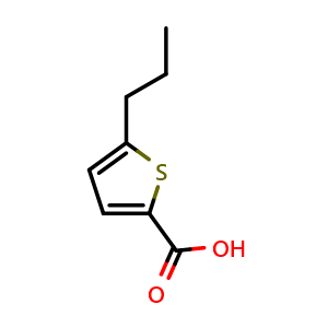 Chemical structure of 5-Propylthiophene-2-carboxylic acid , CAS 63068-73-5, AChemBlock N25667