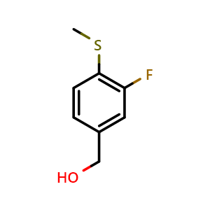 Chemical structure of [3-fluoro-4-(methylsulfanyl)phenyl]methanol , CAS 252562-45-1, AChemBlock N25670
