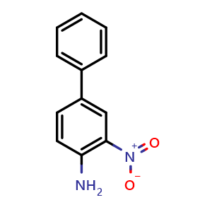 Chemical structure of 3-Nitrobiphenyl-4-amine , CAS 4085-18-1, AChemBlock N25671
