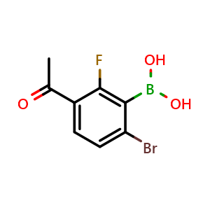 Chemical structure of 3-Acetyl-6-bromo-2-fluorophenylboronic acid , CAS 1451390-80-9, AChemBlock N25672