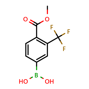 Chemical structure of 4-(Methoxycarbonyl)-3-(trifluoromethyl)phenylboronic acid , CAS 1451375-04-4, AChemBlock N25675