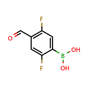Chemical structure of 2,5-Difluoro-4-formylphenylphenylboronic acid , CAS 1228828-19-0, AChemBlock N25684