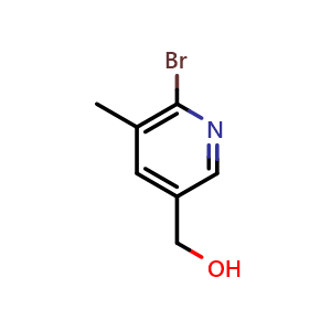 Chemical structure of 2-Bromo-3-methyl-5-(hydroxymethyl)pyridine , CAS 1310416-58-0, AChemBlock N25688