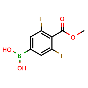 Chemical structure of 3,5-Difluoro-4-methoxycarbonylphenylboronic acid , CAS 1190989-09-3, AChemBlock N25695
