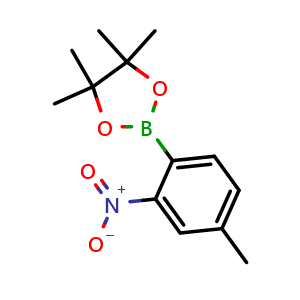 Chemical structure of 4,4,5,5-tetramethyl-2-(4-methyl-2-nitrophenyl)-1,3,2-dioxaborolane , CAS 1256359-10-0, AChemBlock N25701