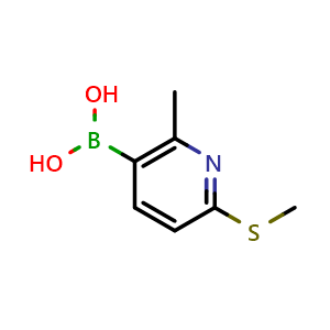 Chemical structure of 2-Methyl-6-(methylthio)-3-pyridylboronic acid , CAS 1451392-60-1, AChemBlock N25706