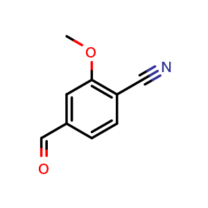 Chemical structure of 4-Cyano-3-methoxy-benzaldehyde , CAS 21962-49-2, AChemBlock N25709