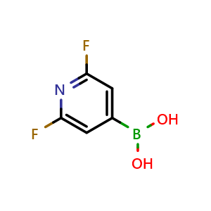 Chemical structure of 2,6-Difluoro-4-pyridylboronic acid , CAS 401816-16-8, AChemBlock N25720