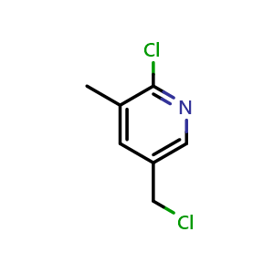 Chemical structure of 2-Chloro-5-(chloromethyl)-3-methylpyridine , CAS 150807-88-8, AChemBlock N25751