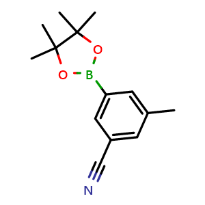 Chemical structure of 3-methyl-5-(4,4,5,5-tetramethyl-1,3,2-dioxaborolan-2-yl)benzonitrile , CAS 1220219-59-9, AChemBlock N25764