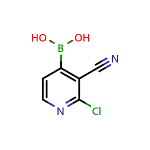 Chemical structure of 2-Chloro-3-cyanopyridine-4-boronic acid , CAS 878194-88-8, AChemBlock N25781