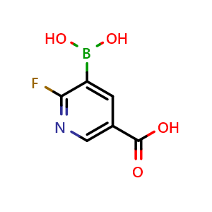 Chemical structure of 5-Carboxy-2-fluoropyridine-3-boronic acid , CAS 1451393-25-1, AChemBlock N25808