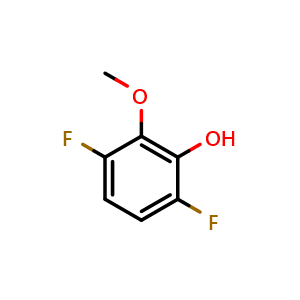 Chemical structure of 3,6-Difluoro-2-methoxyphenol , CAS 75626-22-1, AChemBlock N25812