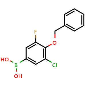 Chemical structure of 4-Benzyloxy-3-chloro-5-fluorobenzeneboronic acid , CAS 2096340-08-6, AChemBlock N25814