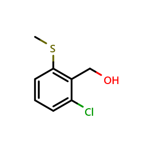 Chemical structure of 2-Chloro-6-(methylthio)benzenemethanol , CAS 1340127-12-9, AChemBlock N25818