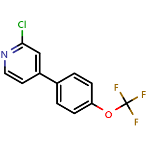 Chemical structure of 2-Chloro-4-(4-trifluoromethoxyphenyl)pyridine , CAS 697739-19-8, AChemBlock N25827