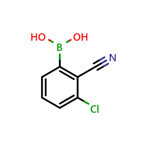 Chemical structure of 3-Chloro-2-cyanophenylboronic acid , CAS 1217500-67-8, AChemBlock N25837