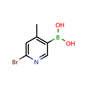 Chemical structure of 6-Bromo-4-methylpyridine-3-boronic acid , CAS 1072945-75-5, AChemBlock N25843