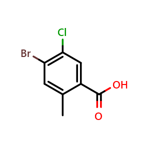 Chemical structure of 4-Bromo-5-chloro-2-methylbenzoic acid , CAS 1349716-38-6, AChemBlock N25847