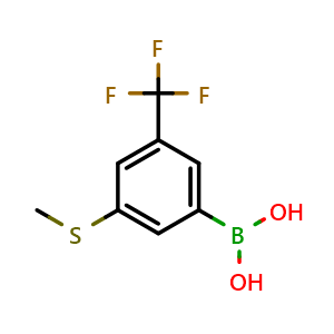 Chemical structure of 3-(Methylthio)-5-(trifluoromethyl)phenylboronic acid , CAS 957120-83-1, AChemBlock N25859