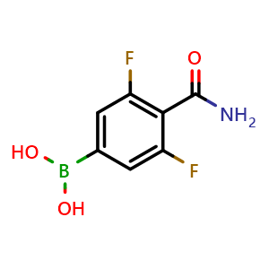Chemical structure of 4-(Aminocarbonyl)-3,5-difluorophenylboronic acid , CAS 924279-82-3, AChemBlock N25864