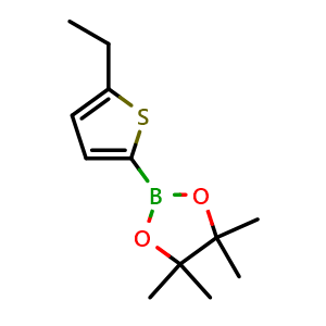 Chemical structure of 2-(5-ethylthiophen-2-yl)-4,4,5,5-tetramethyl-1,3,2-dioxaborolane , CAS 1447710-10-2, AChemBlock N25866